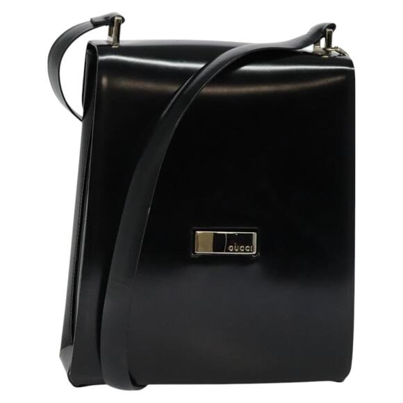 GUCCI Shoulder Bag Enamel Black 001 2113 001 2113 - Picture 1 of 12
